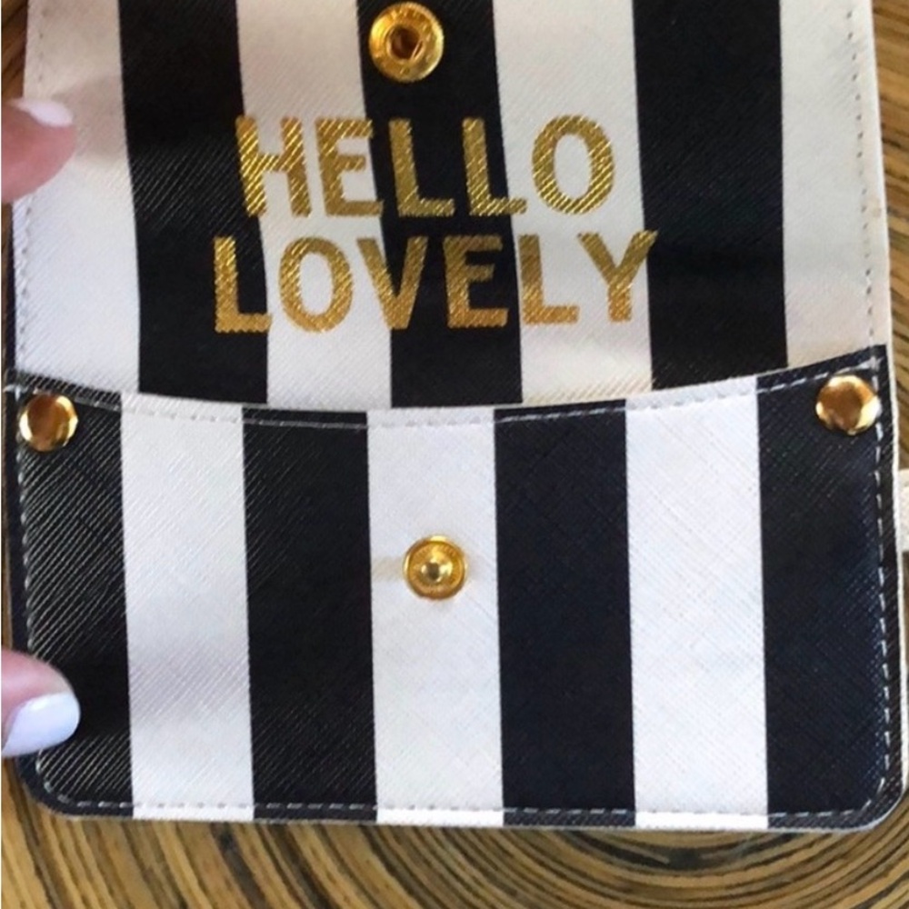 NOT FOR SALE-ISO this Hello Lovely Black & White Stripe Wallet with Gold Accents
